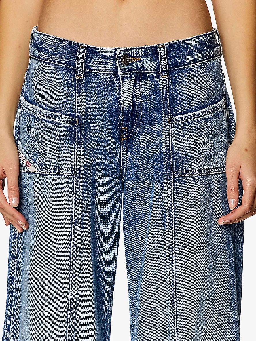 D-Akii panelled flared-leg mid-rise denim-blend jeans - 5