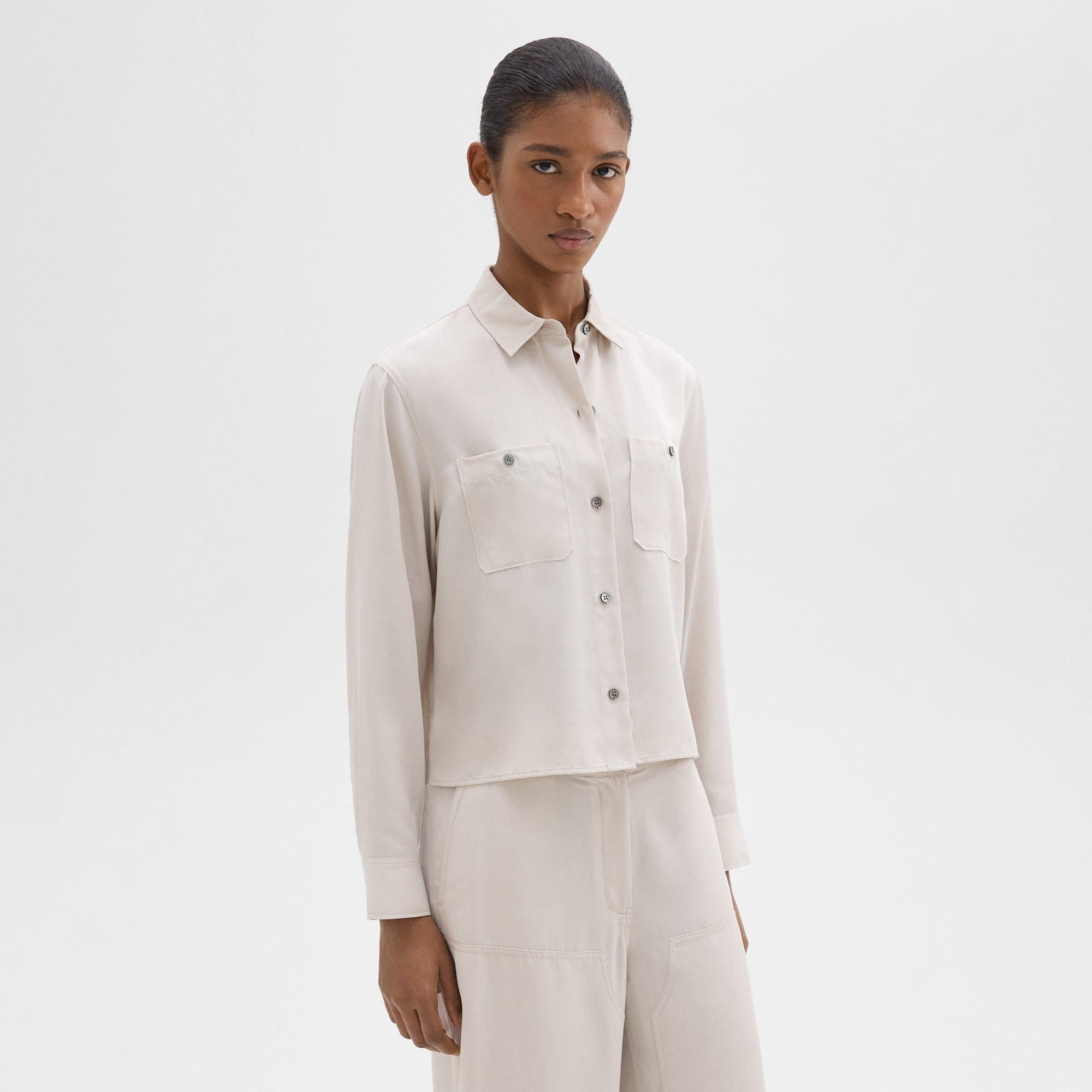 Patch Pocket Shirt in Fluid Twill - 3