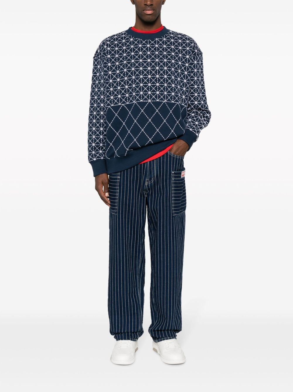 Sashiko Stitch embroidered sweatshirt - 2