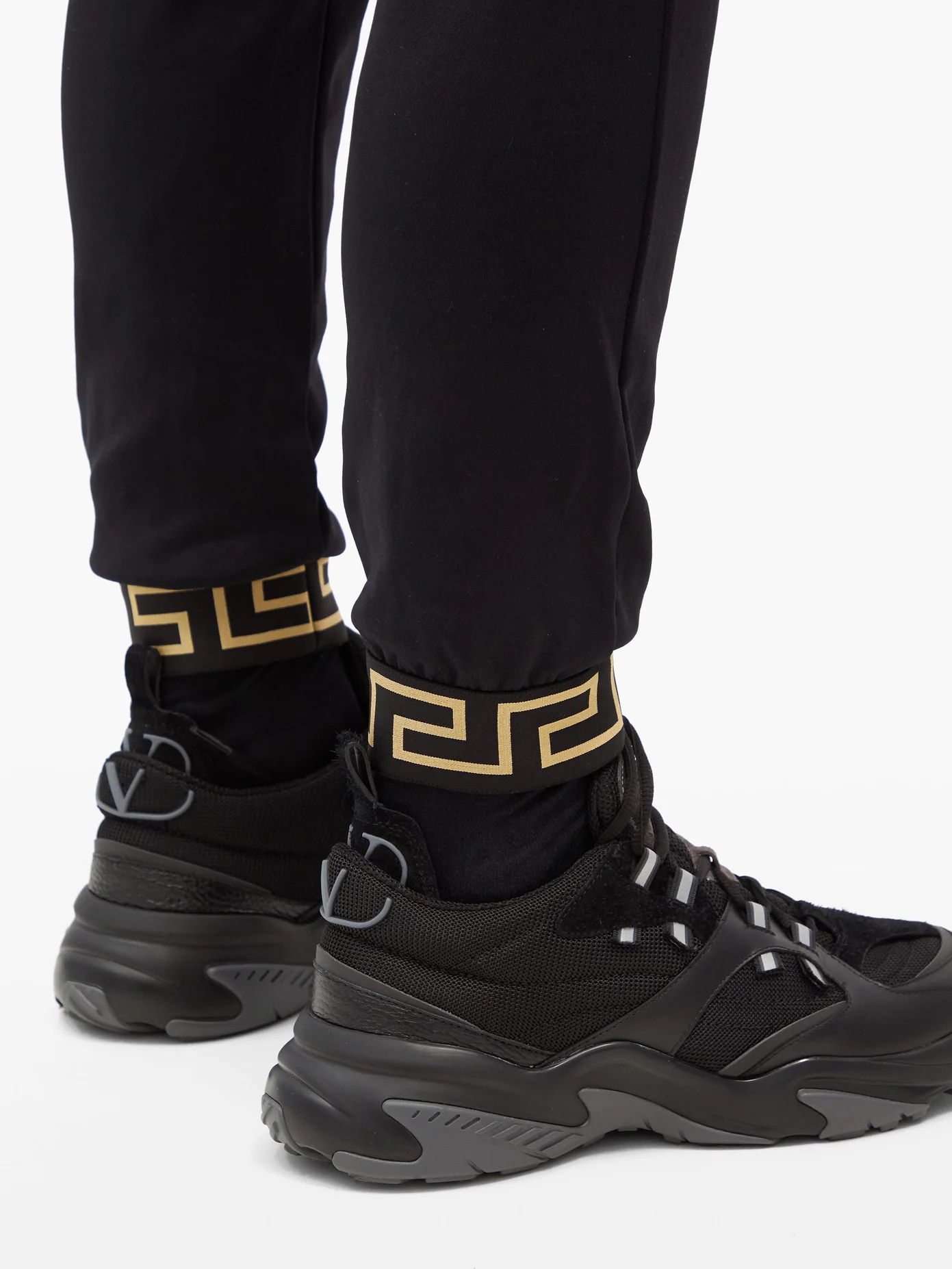 Greek Key-cuffed jersey track pants - 3