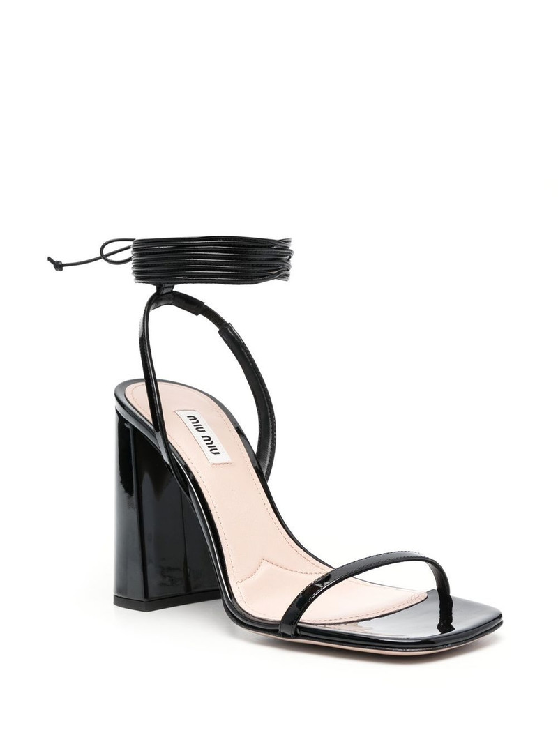 Miu Miu lace-up patent leather sandals outlook