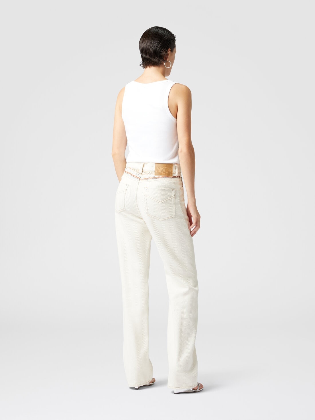 Tank top with knitted insert in greek lamé motif - 3