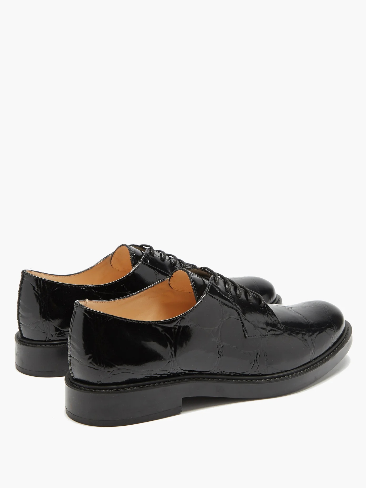 Crocodile-embossed patent-leather brogues - 4