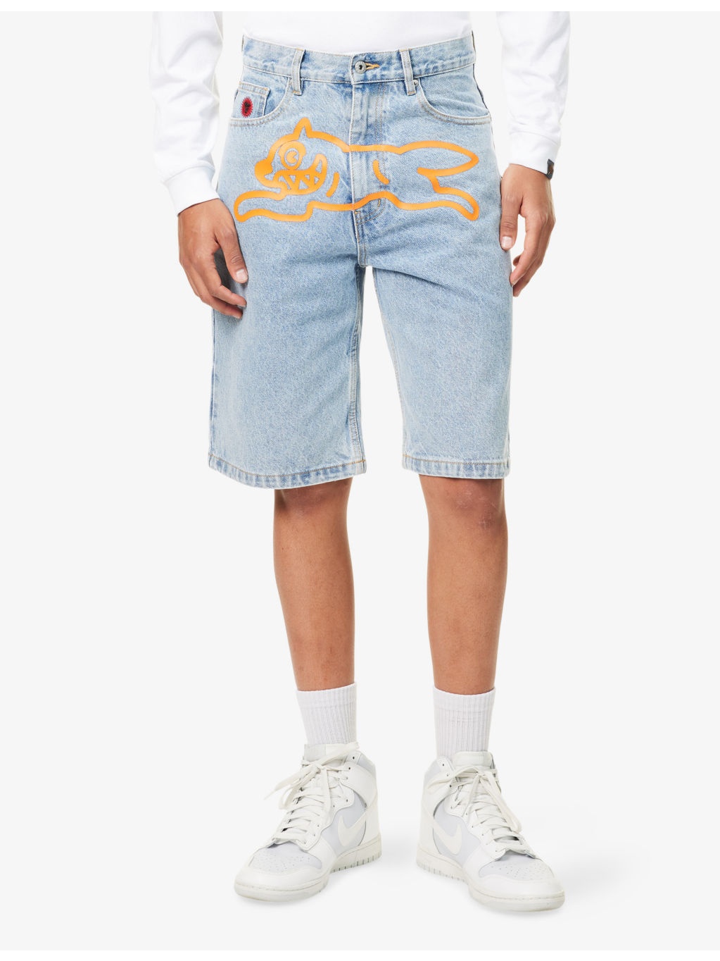 Running Dog Regular-Fit Faded Denim Shorts - 3