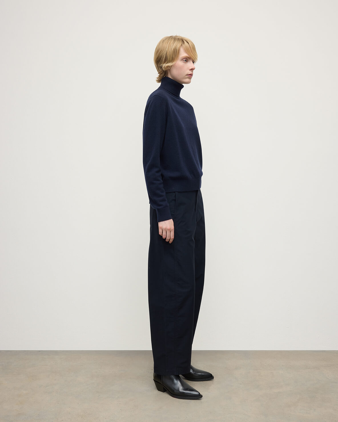 Classic Cashmere Navy Roll Neck Jumper - 3