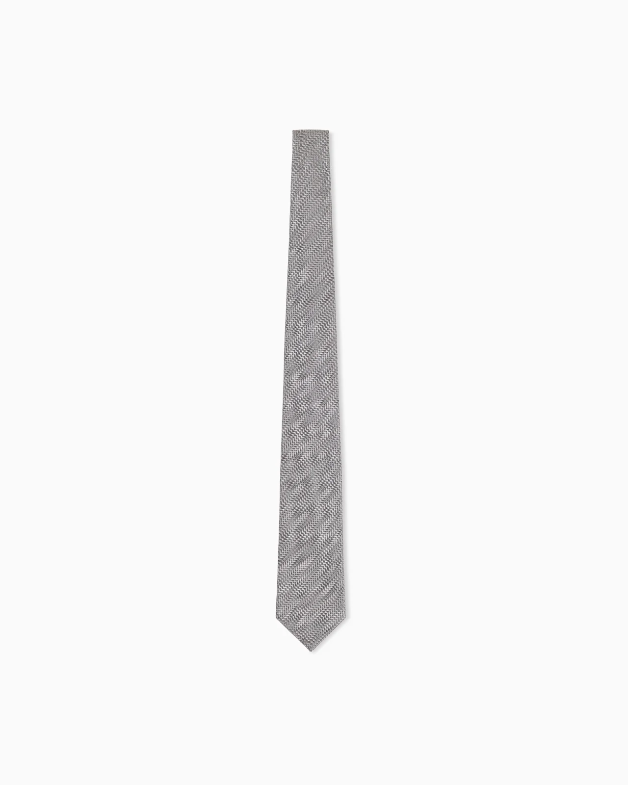 SILK NECKTIE WITH A SUBTLE HERRINGBONE PATTERN - 1