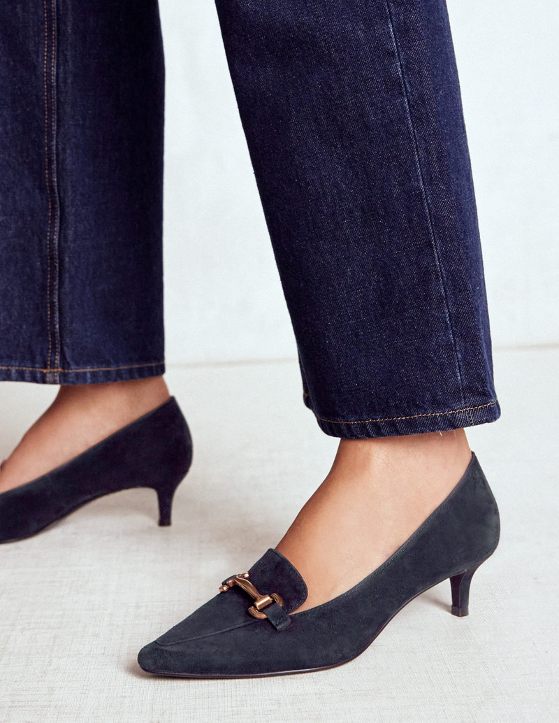 BODEN Iris Heel Snaffle Point Loafer-Navy outlook