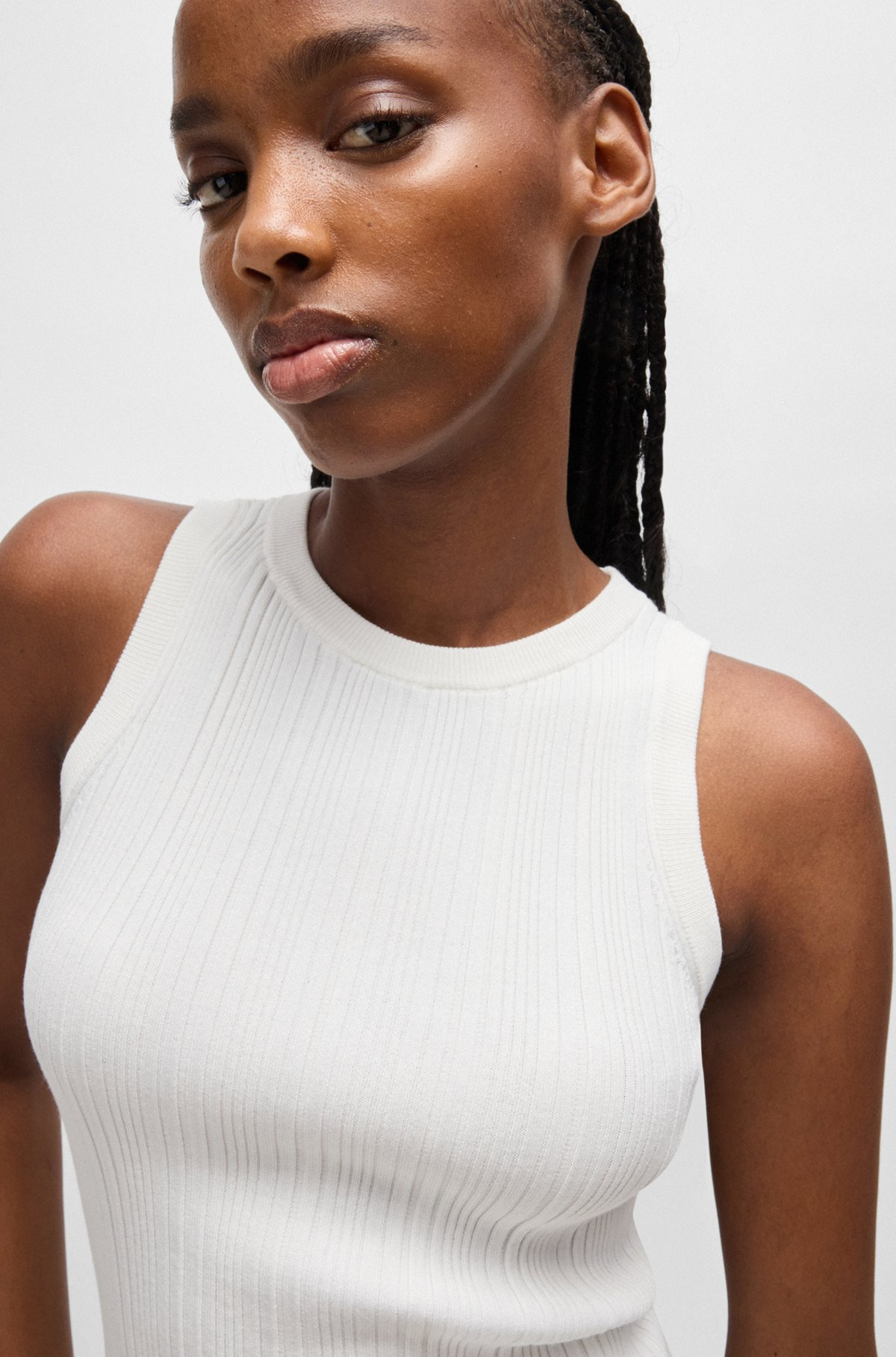 SLIM-FIT SLEEVELESS TOP WITH IRREGULAR RIBBED STRUCTURE - 5