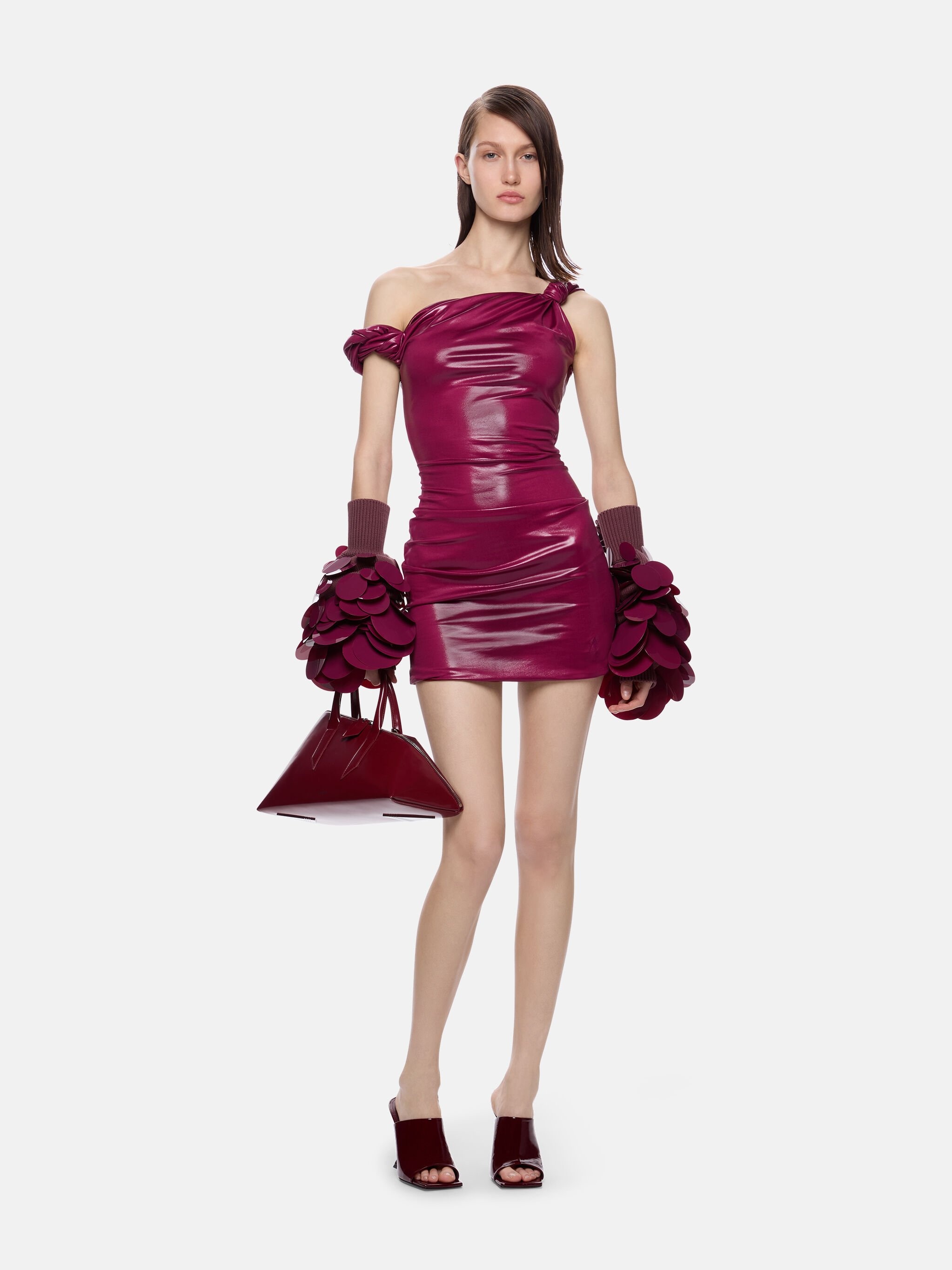 ''CASSIE'' WINE RED MINI DRESS - 2