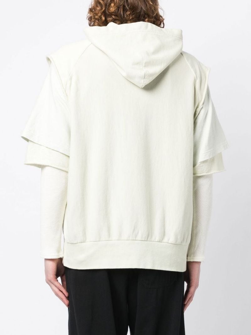 layered-sleeve cotton hoodie - 4