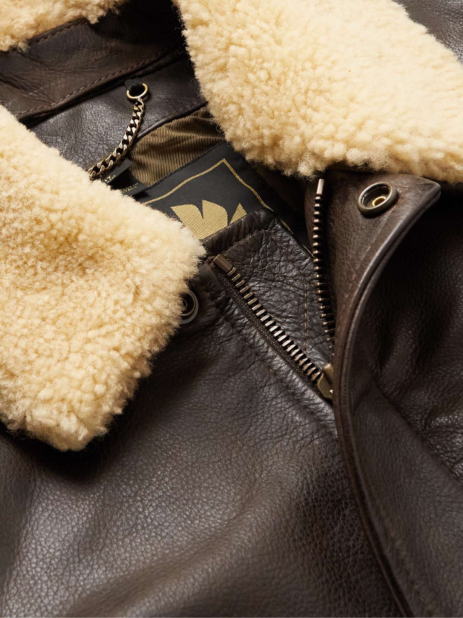 Carrier Shearling-Trimmed Full-Grain Leather Bomber Jacket - 5