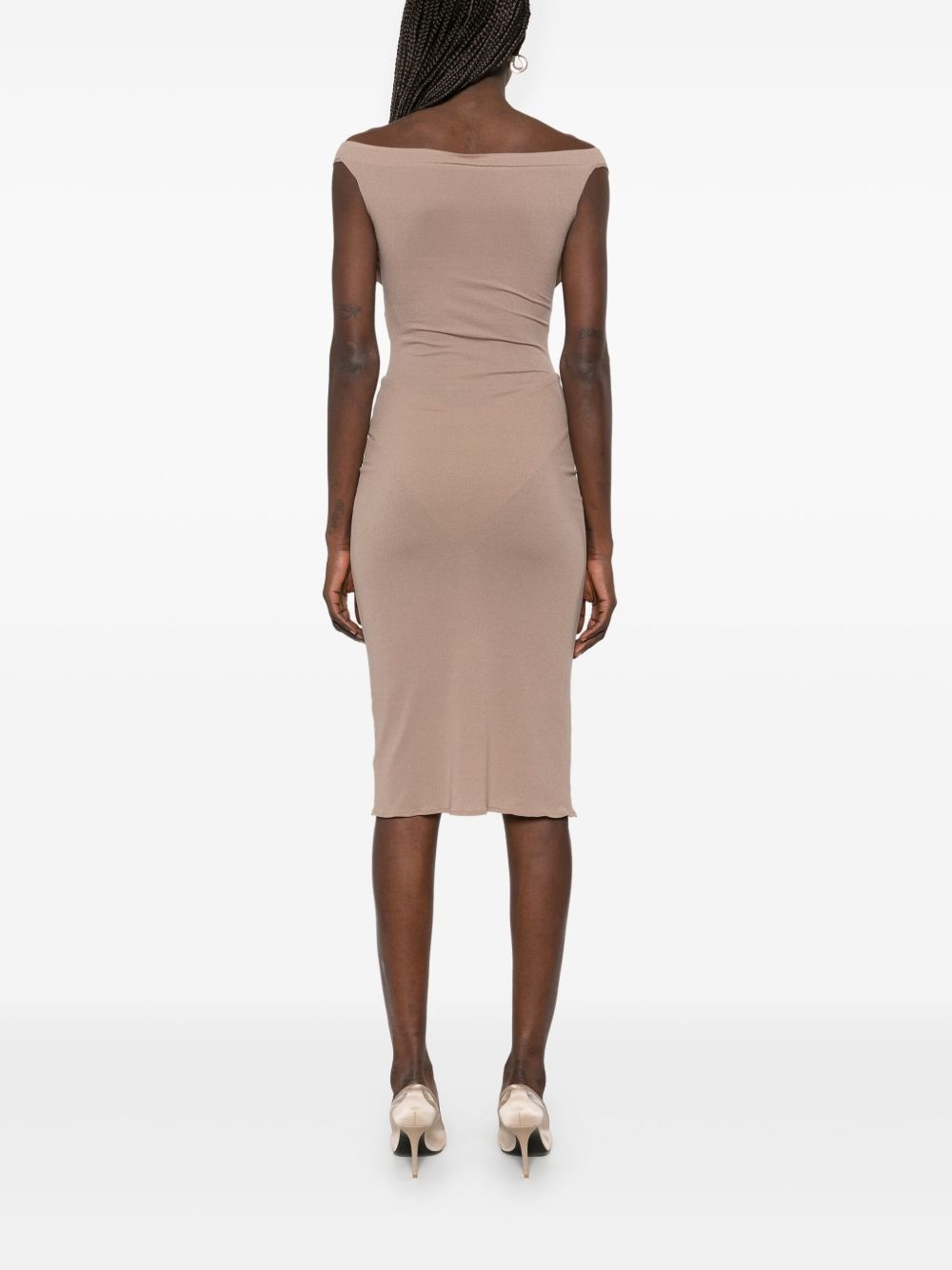 rose-appliqué corset midi dress - 4