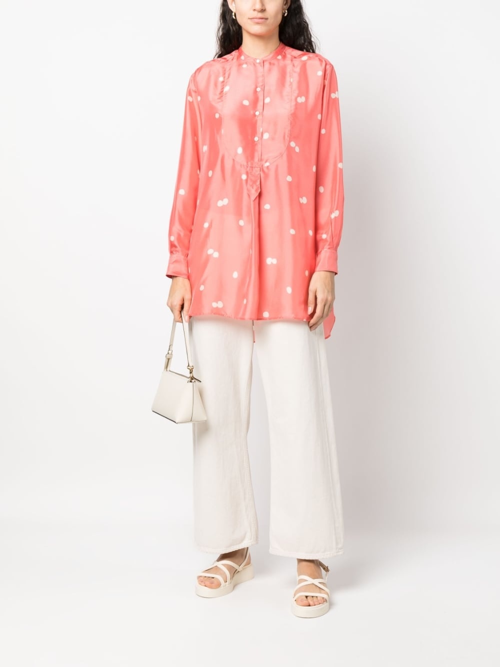 polka dot-print silk tunic - 2