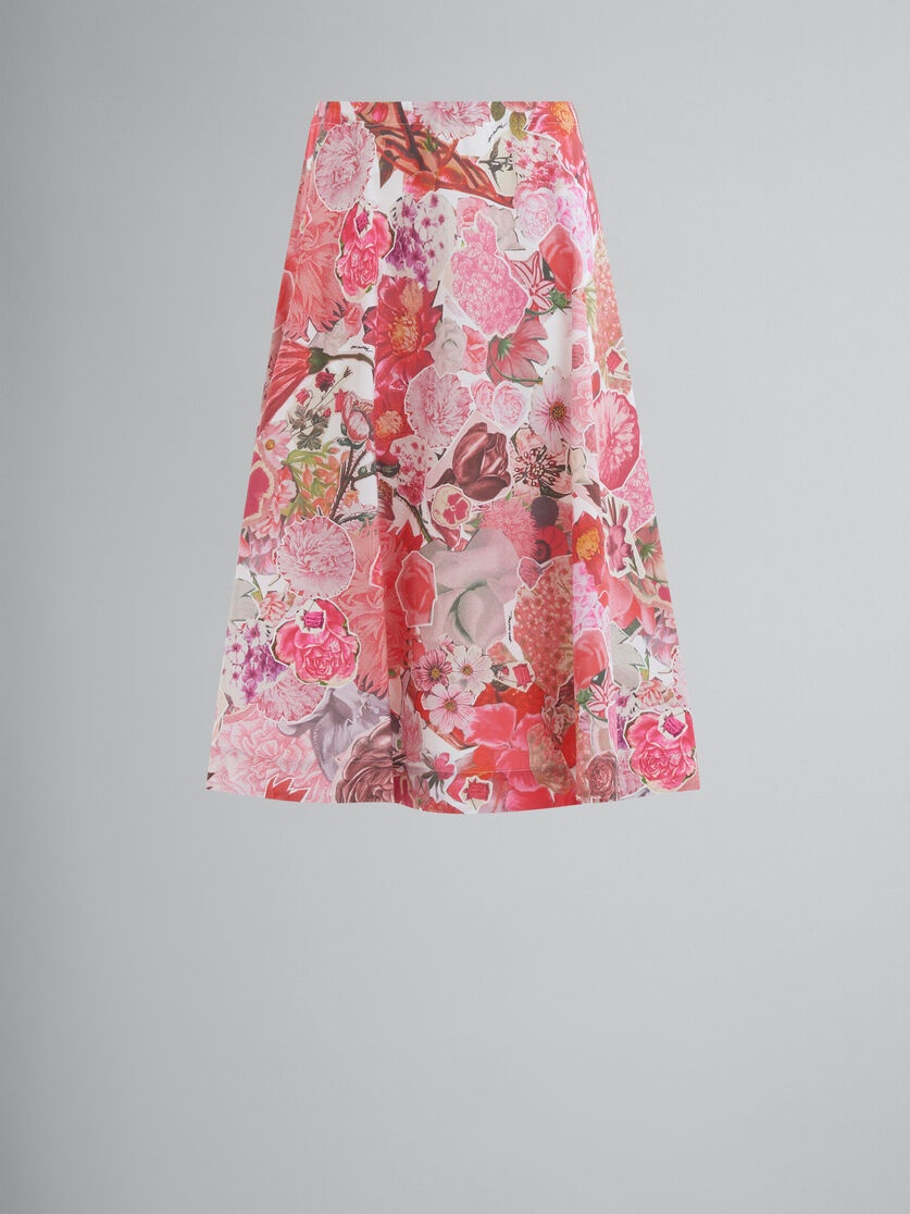 PINK POPLIN CIRCLE SKIRT WITH REQUIEM PRINT - 1