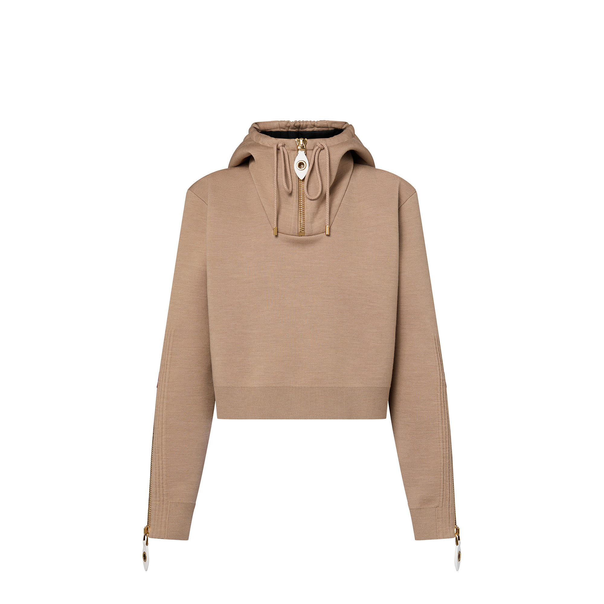 Wool-Silk Cropped Hoodie - 1