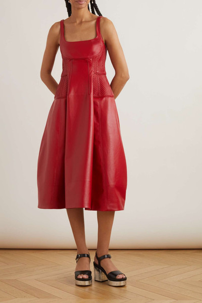 Chloé Paneled piped leather midi dress outlook