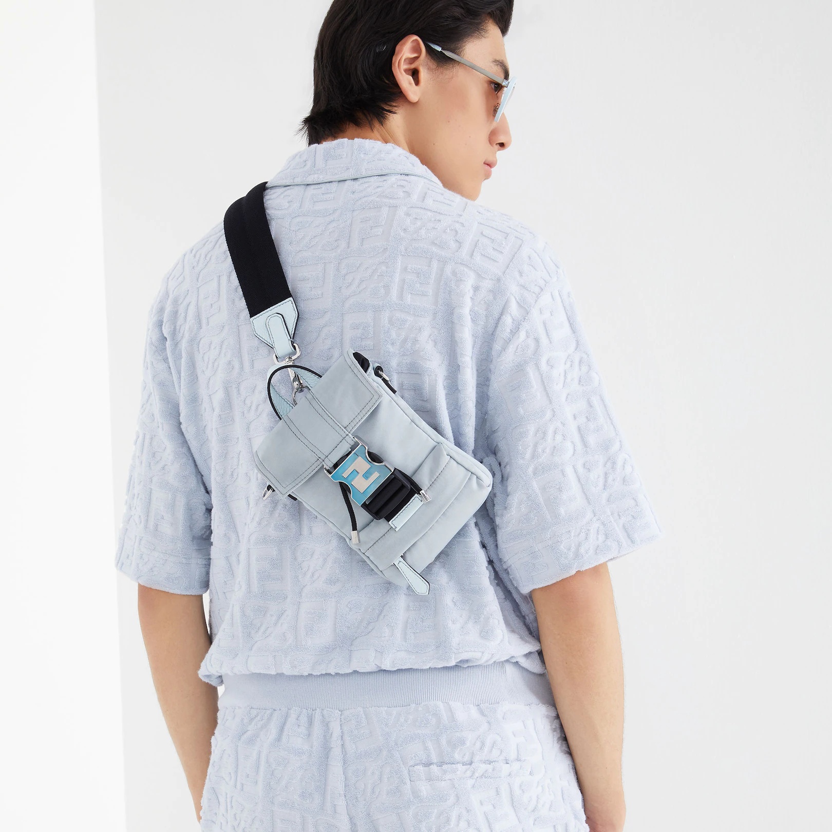 Light blue nylon backpack - 5