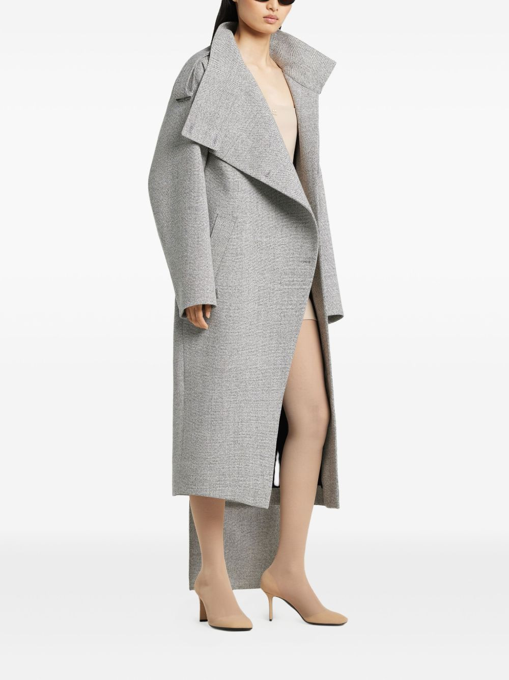 oblique asymmetric wool coat - 3