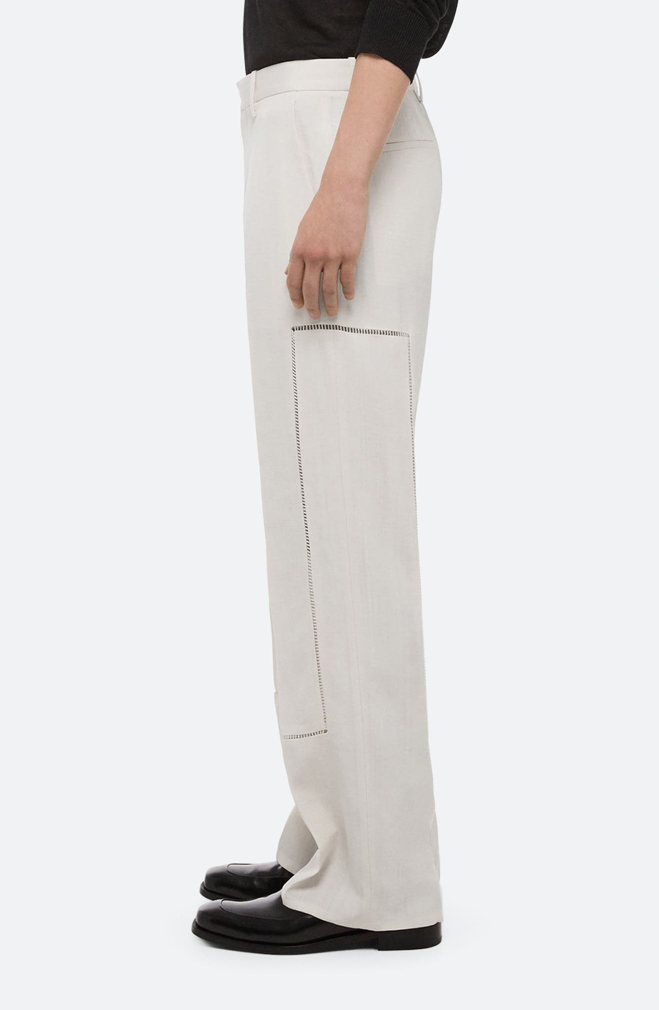 Helmut Lang Border Relaxed Fit Slub Viscose Carpenter Pants in Antique White - 3