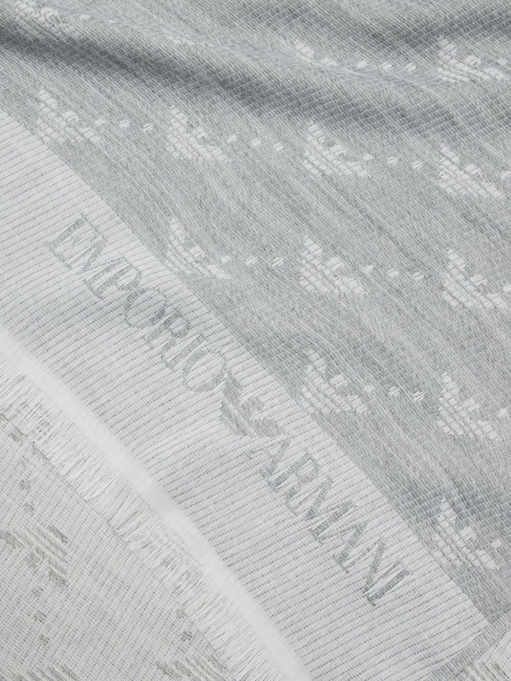 logo-pattern fringed scarf - 3