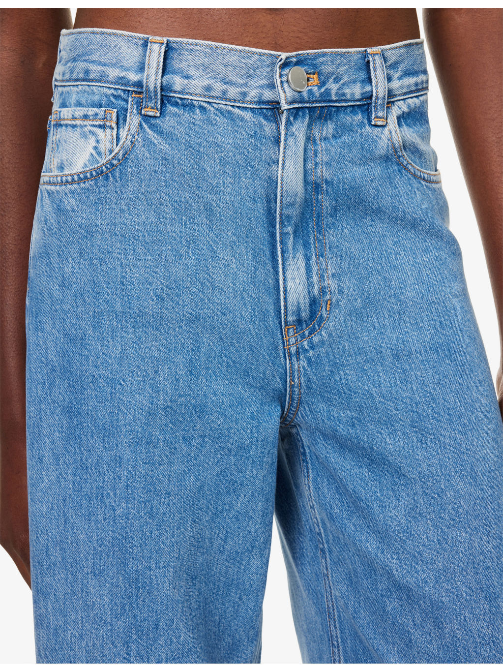 Ice Blue Wide-Leg Denim-Blend Jeans - 5