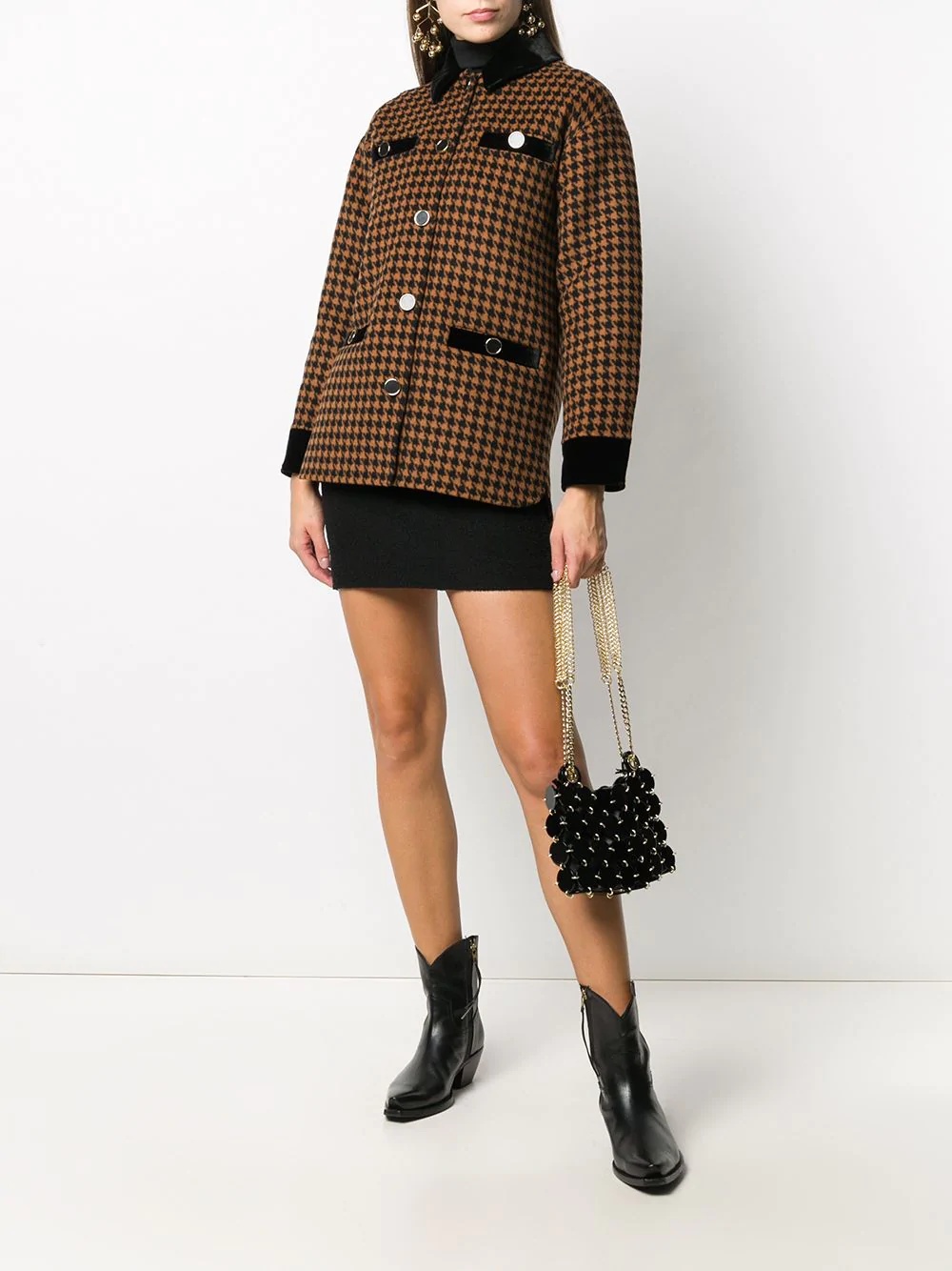 Tayla dogtooth print wool blend coat - 2