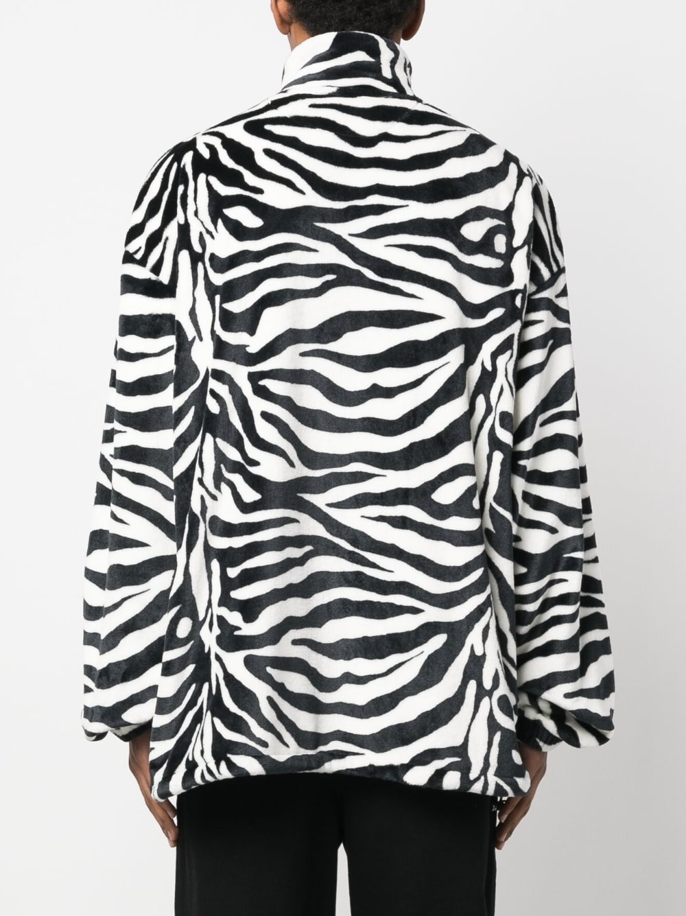 zebra-pattern zip-fastening coat - 4