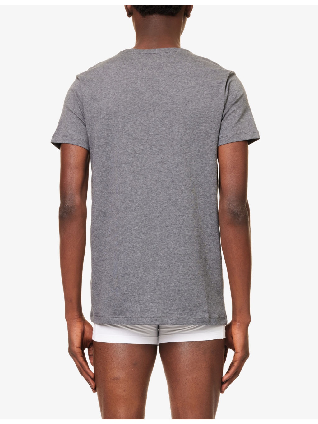 Crewneck ribbed-trim cotton-blend jersey T-shirts pack of two - 3