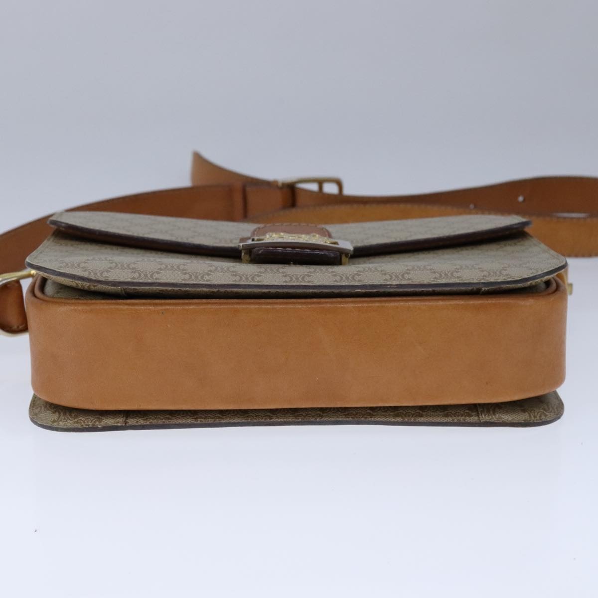 CELINE Macadam Canvas Shoulder Bag Pvc Beige Gold - 5