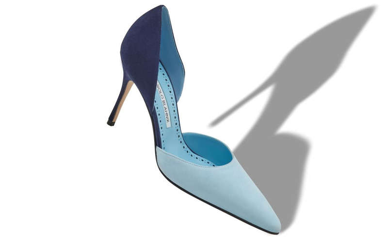 Manolo Blahnik Blue Suede D'Orsay Pumps outlook