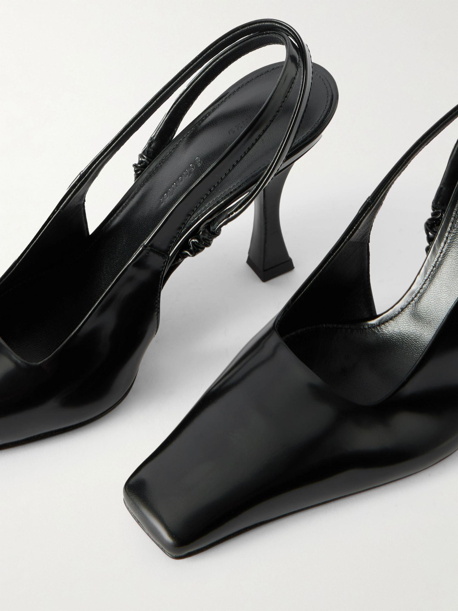 Trap glossed-leather slingback pumps Black - 4