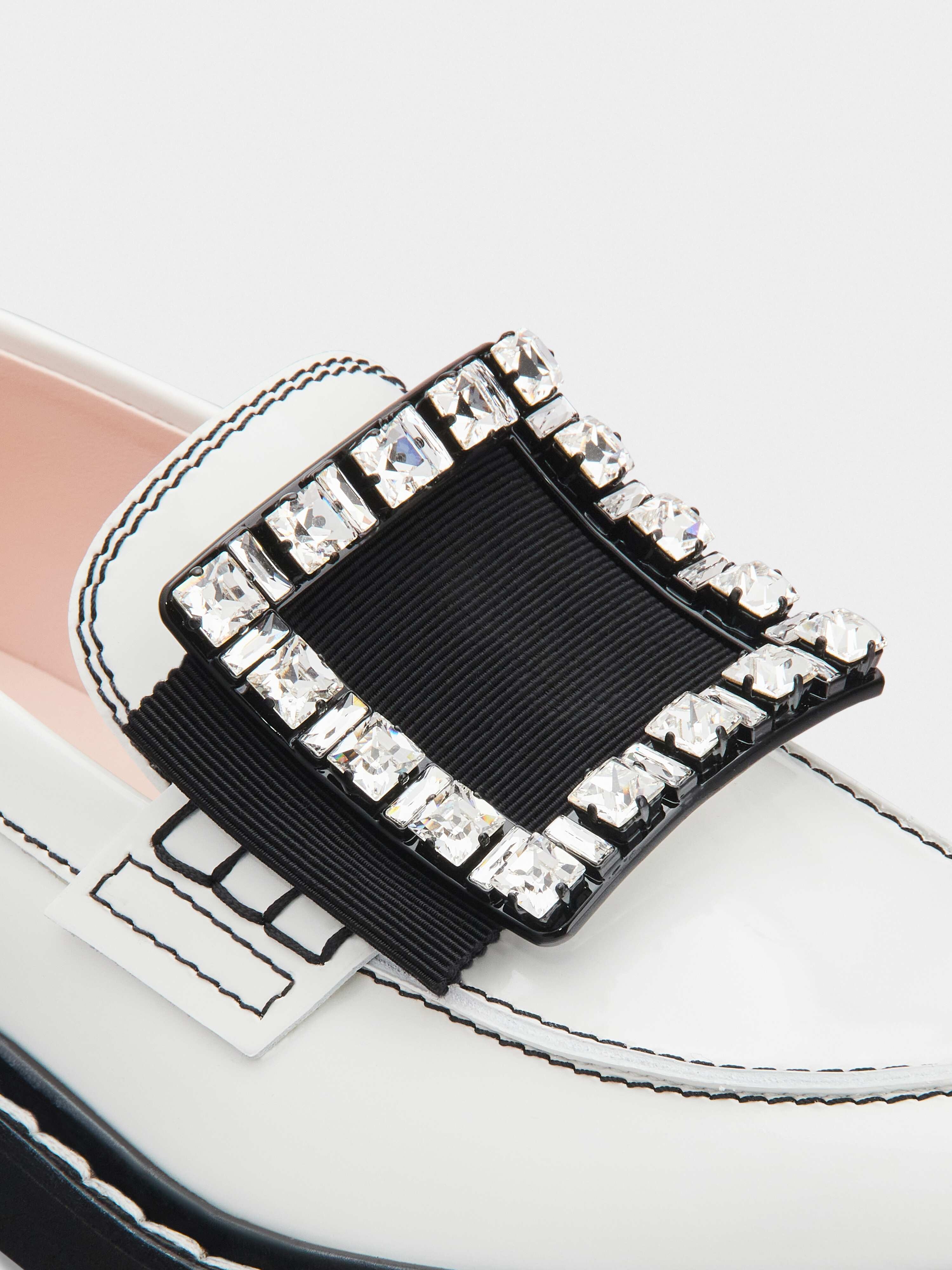 Viv' Rangers Stitch Strass Buckle Loafers in Leather - 3