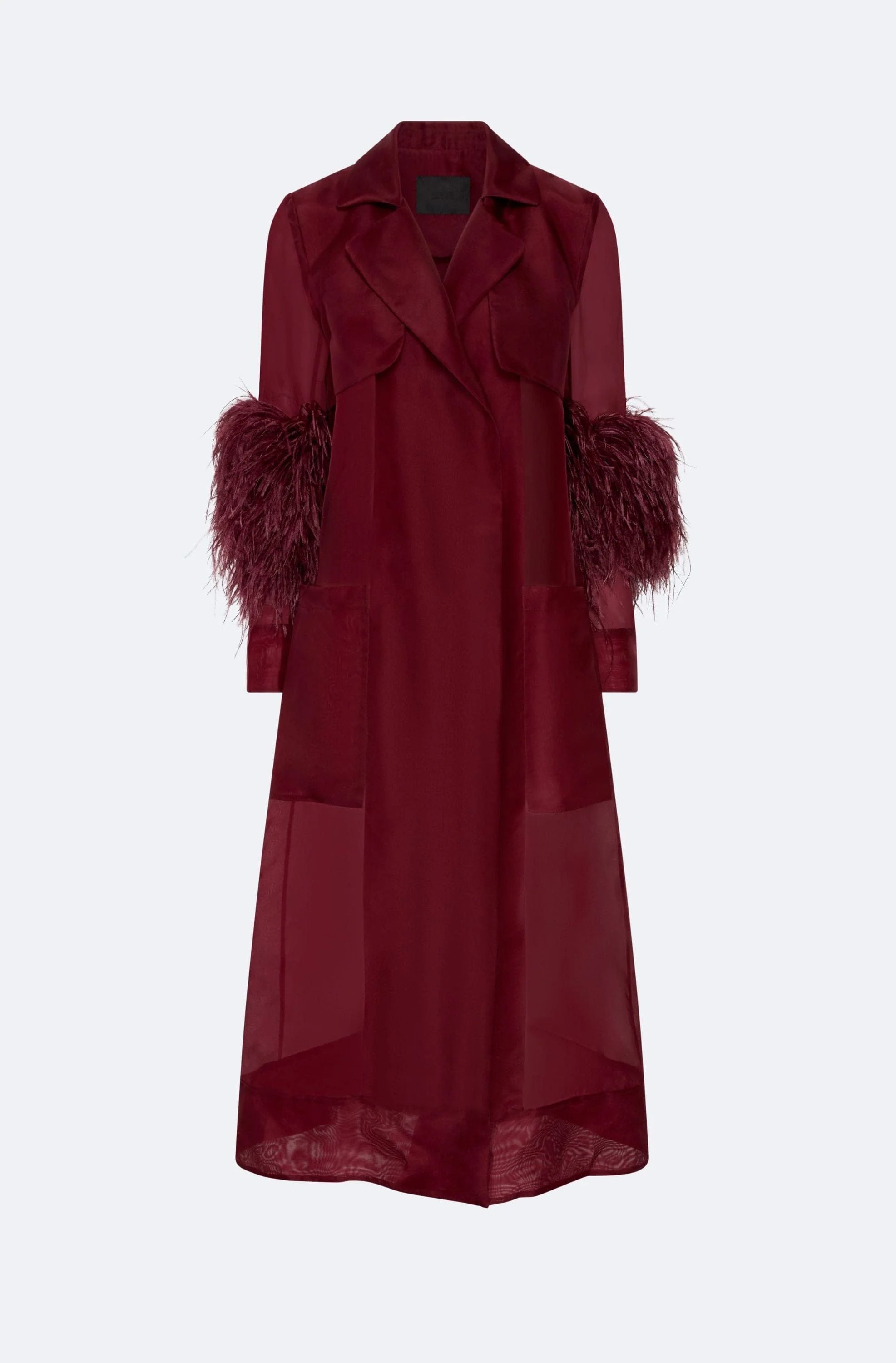 Organza Sheer Duster With Feathers - 1