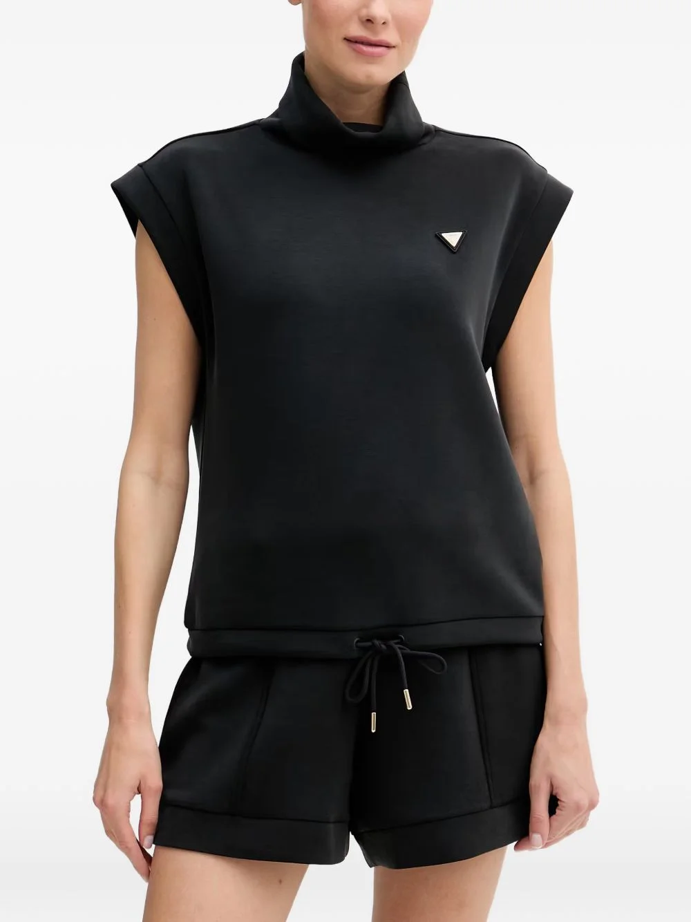 logo-plaque funnel-neck T-shirt - 1