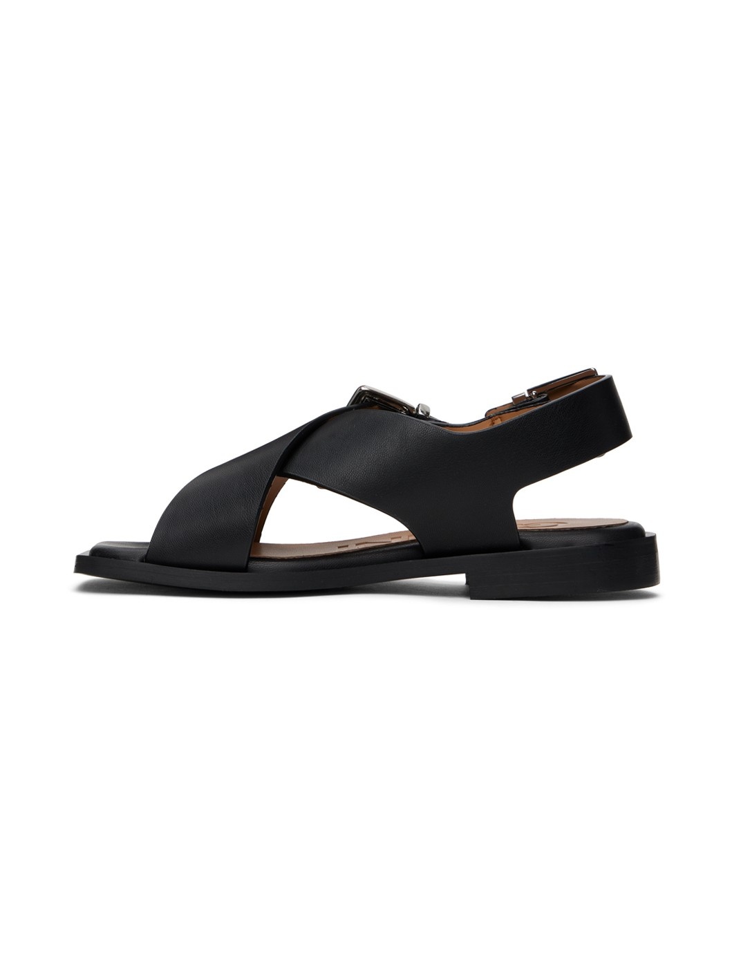 Black Feminine Buckle Cross Strap Sandals - 3