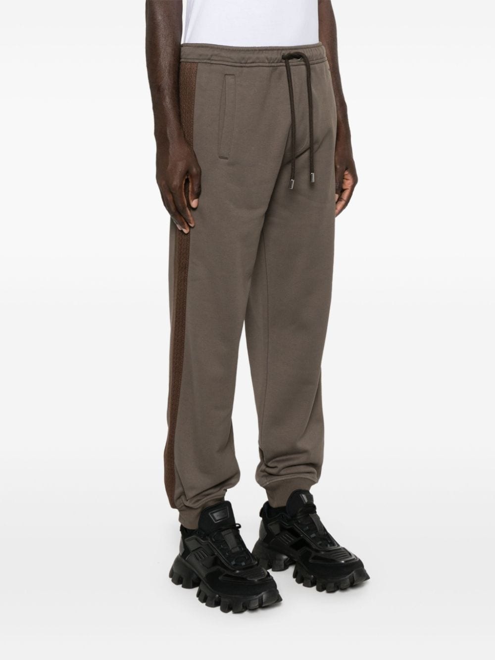 chevron-panel drawstring track pants - 3