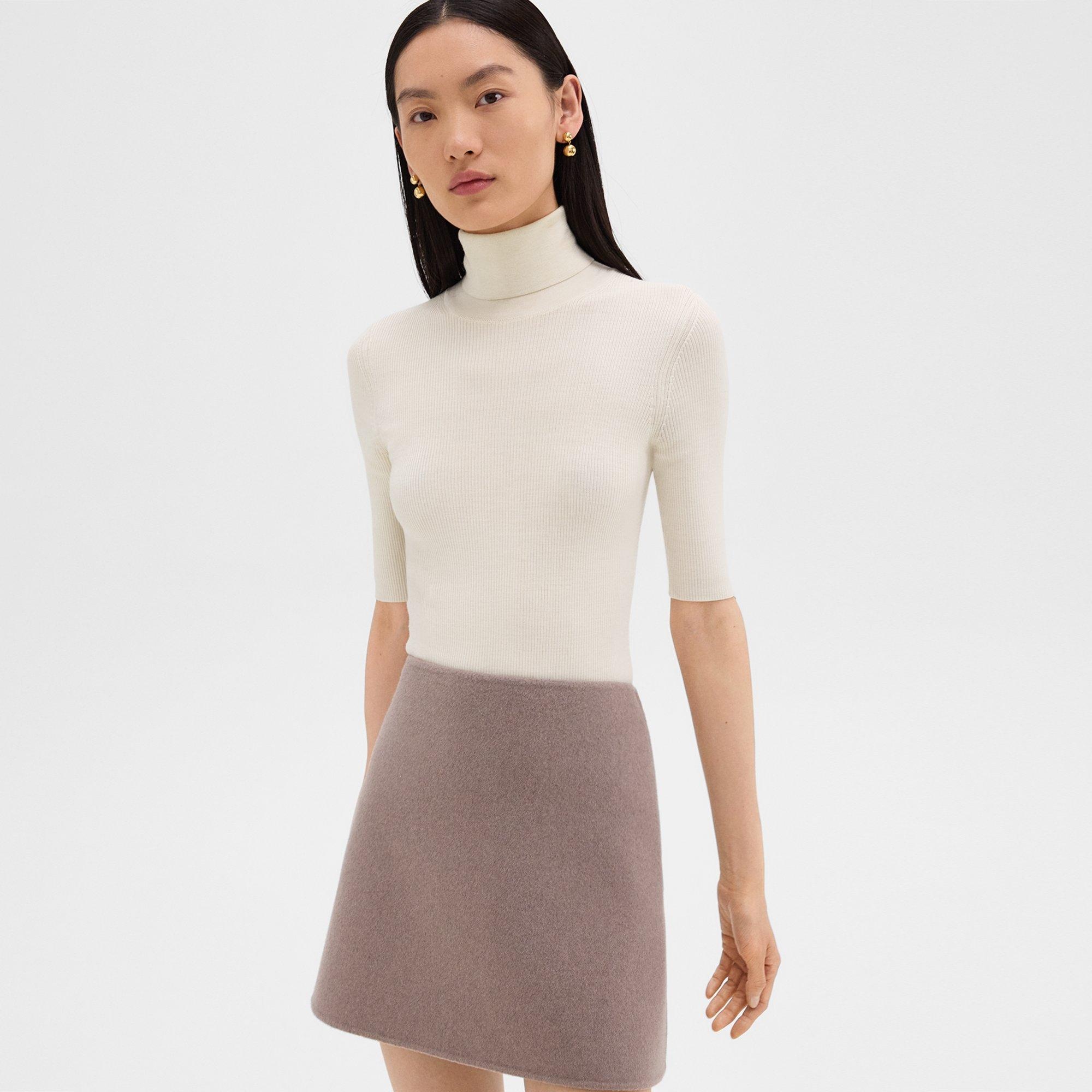 Leenda Short-Sleeve Turtleneck in Regal Wool - 2