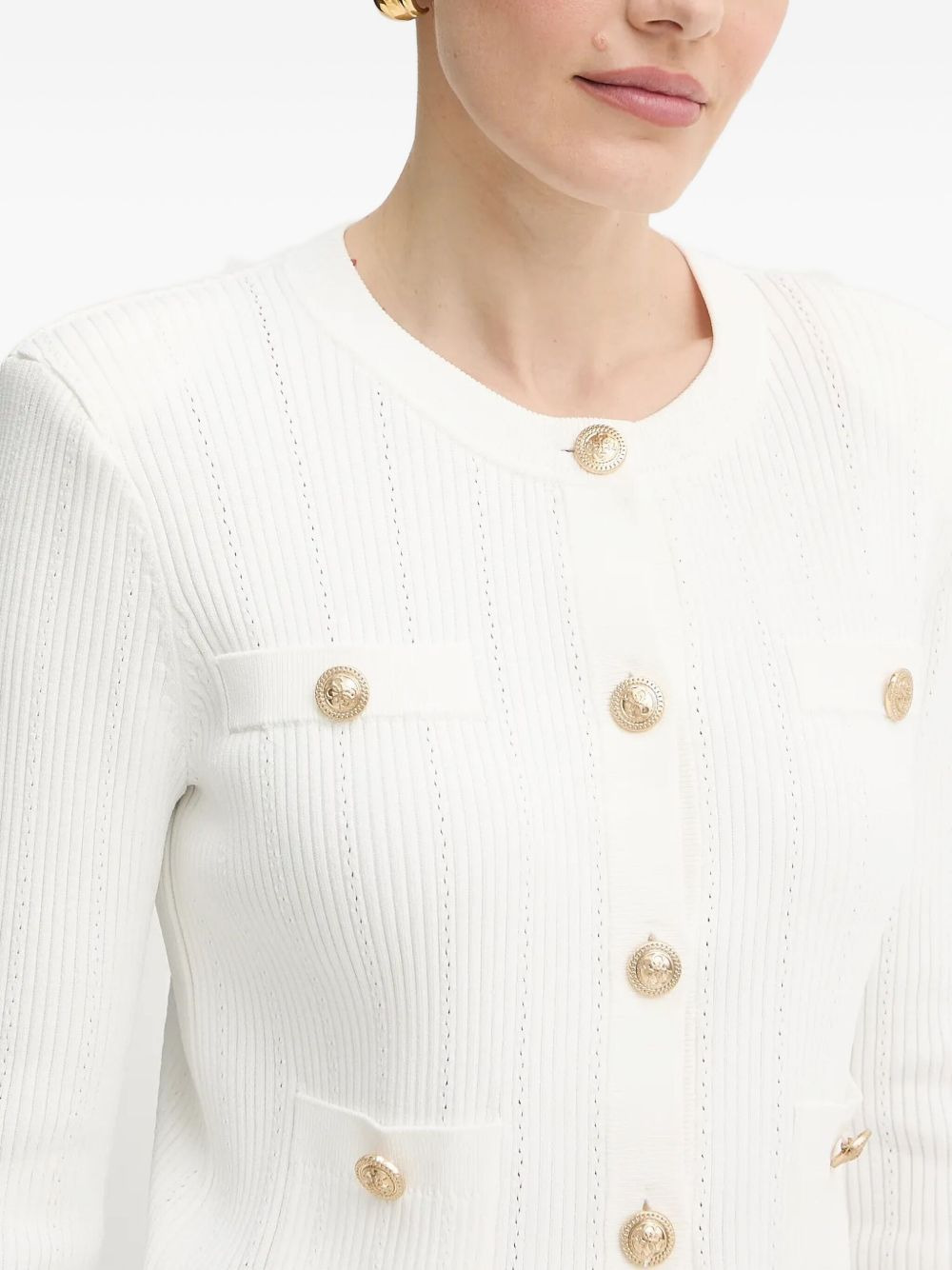ribbed buttoned cardigan - 3