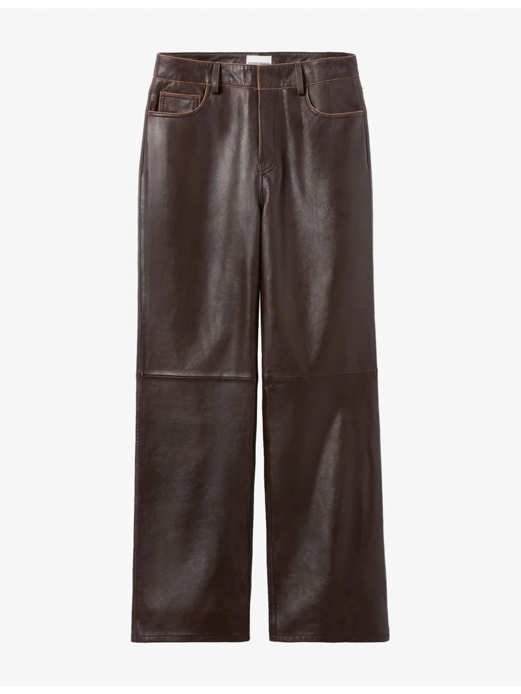 Straight-Leg Mid-Rise Leather Trousers - 1