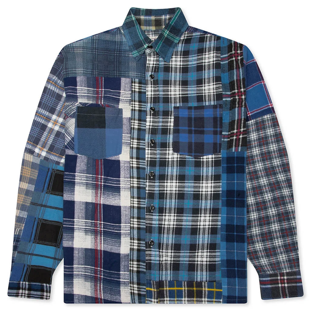 STRAIGHT HEM FLANNEL SHIRT - ASSORTED - 1