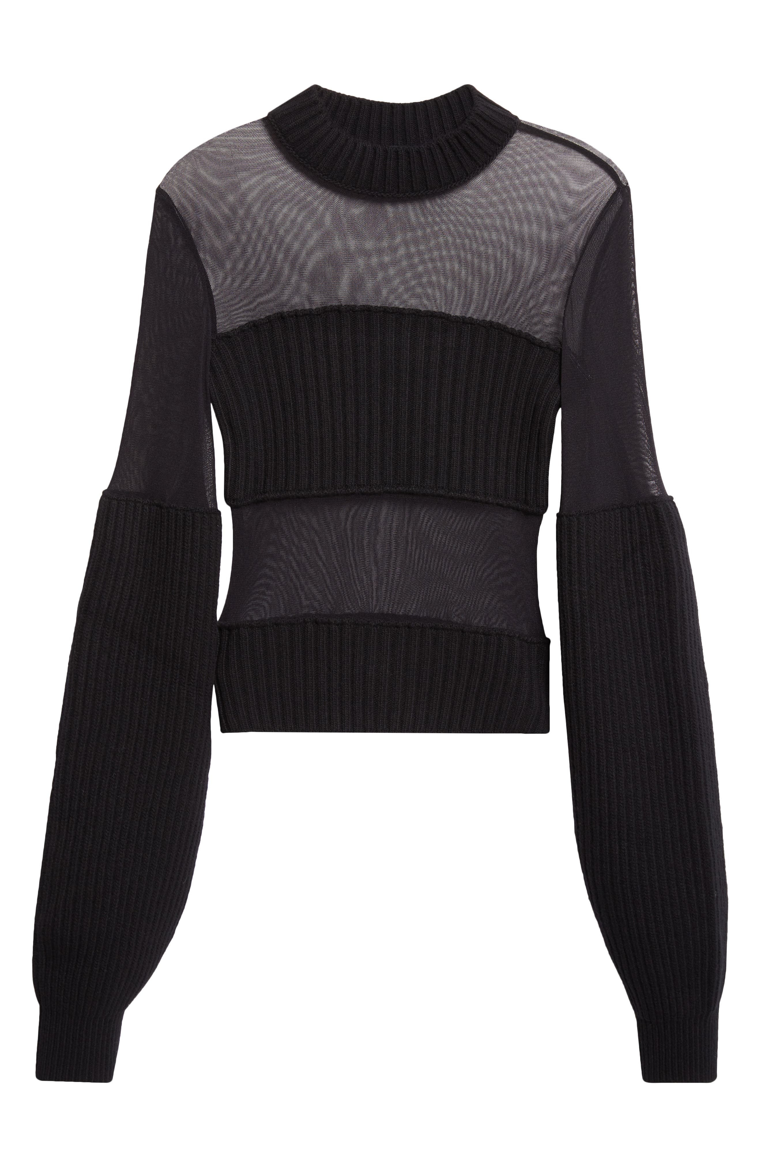Jean Paul Gaultier Paneled Mixed Media Sweater in Black at Nordstrom - 4