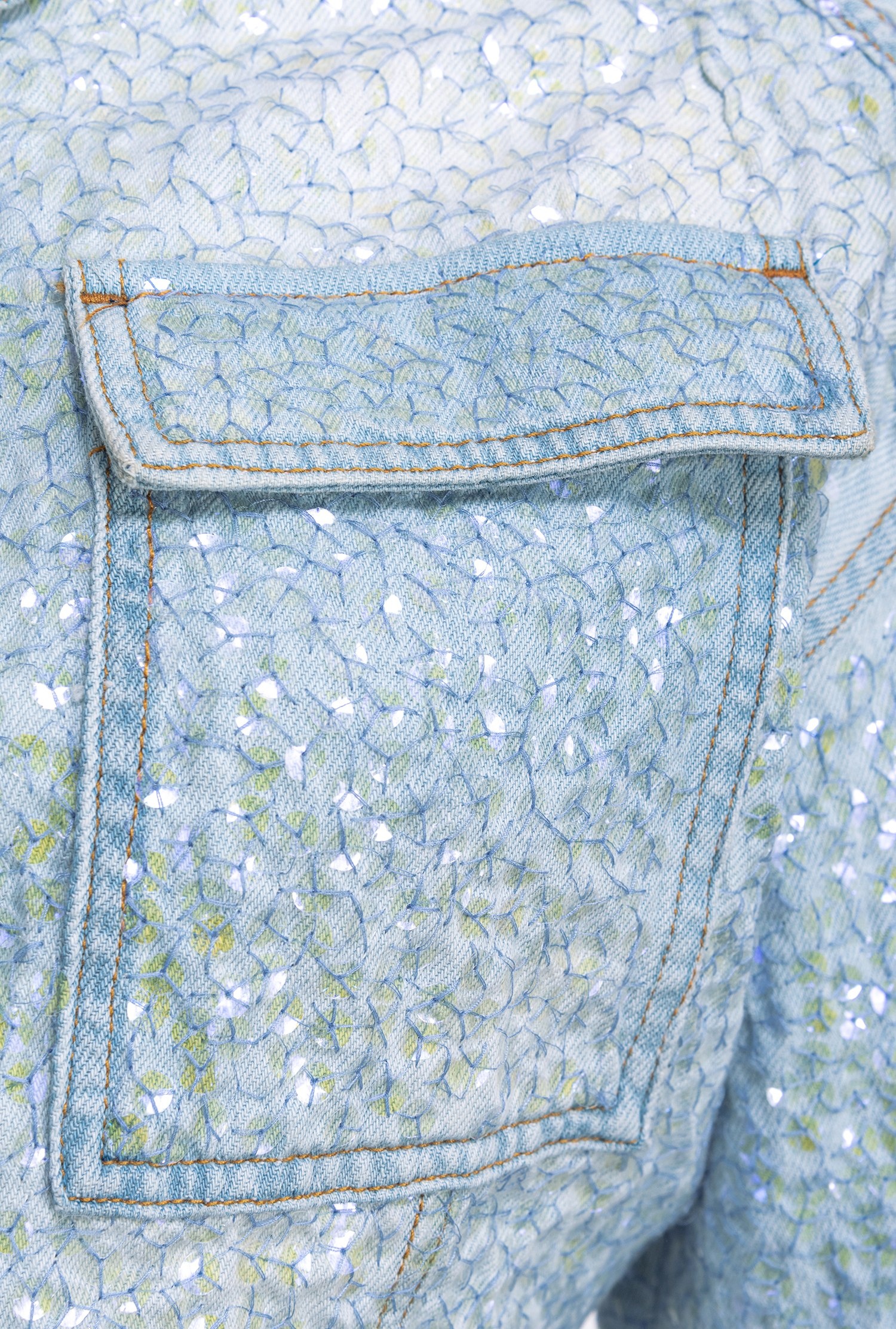 CROPPED DENIM JACKET WITH SEQUINS - 4