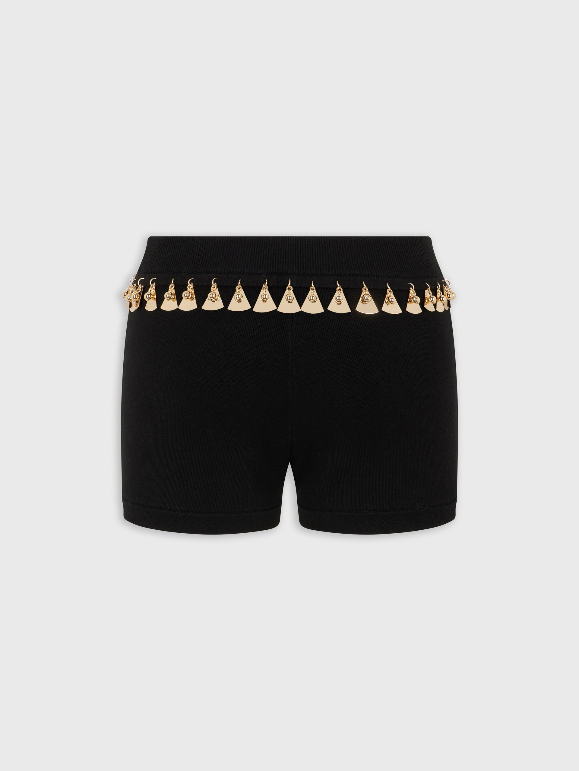 BLACK MINI SHORTS IN COTTON AND SILK KNIT - 6