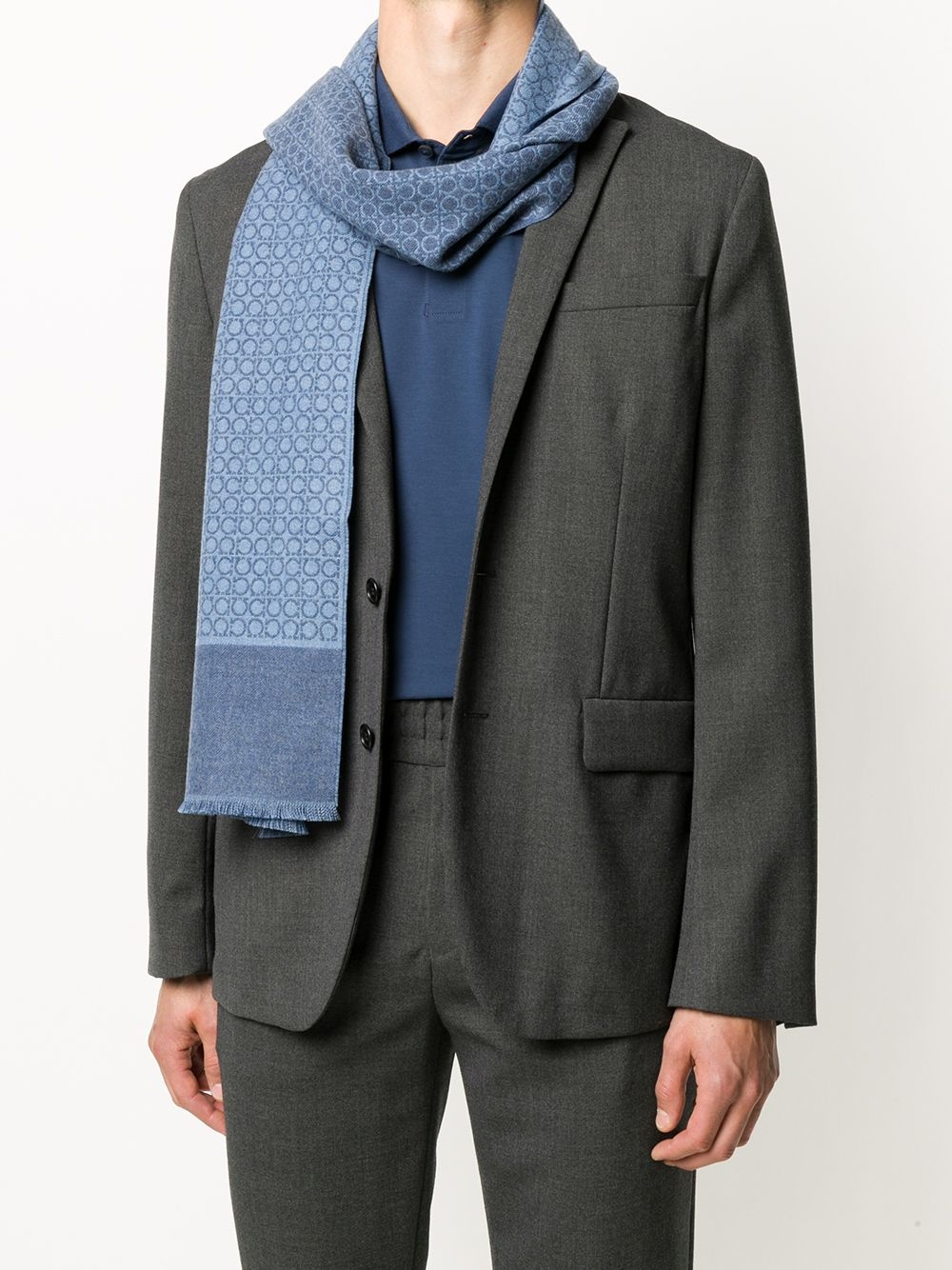 geometric print wool scarf - 2