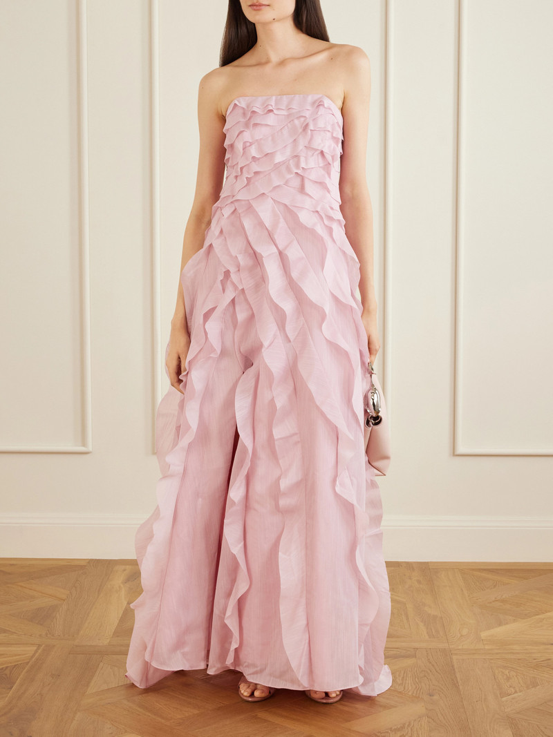 Aje. Allairie Strapless Ruffled Shirred Faille Gown outlook