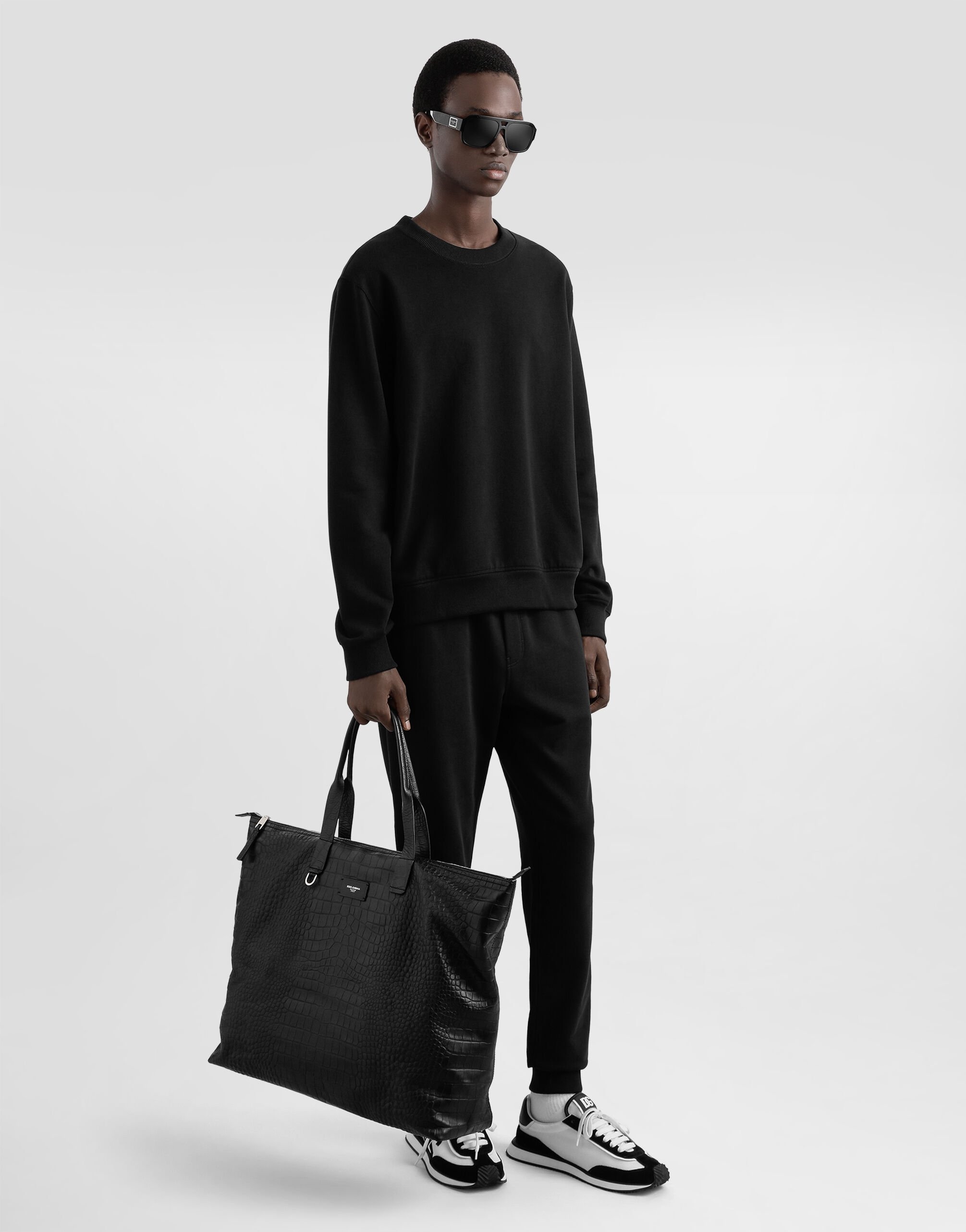 Large crocodile-print calfskin shopper - 2