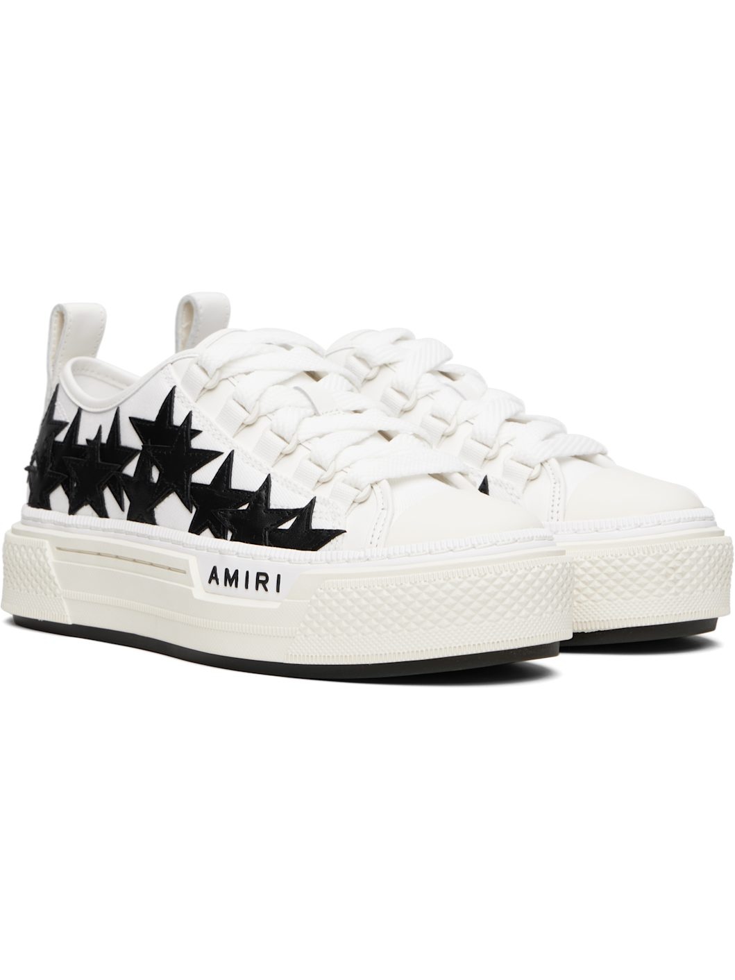 White & Black Stars Court Low Sneakers - 4