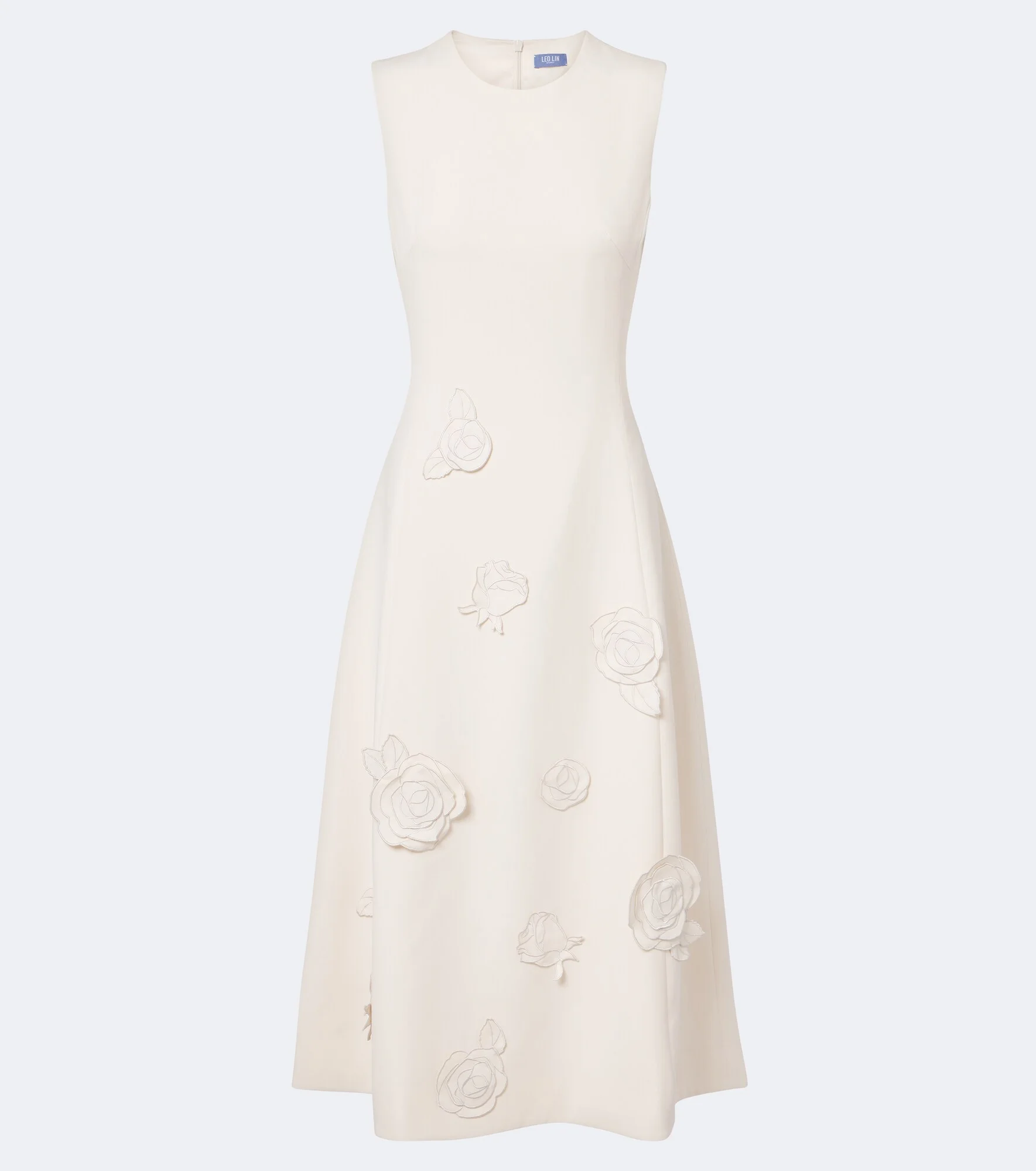 Floral-appliqué midi dress - 1