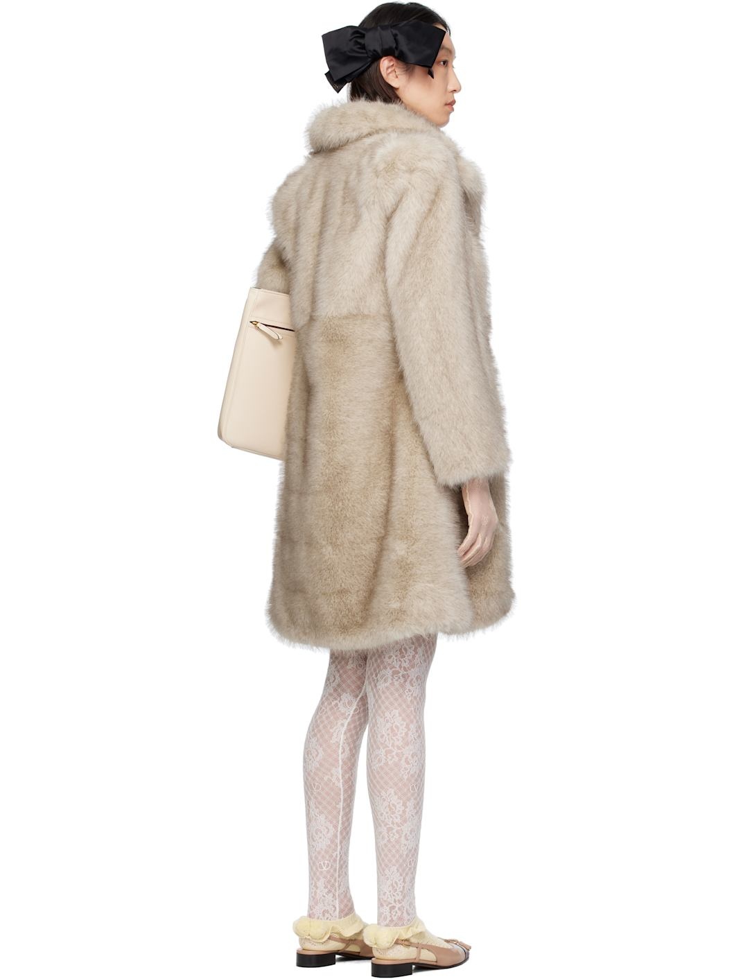 Beige Button Faux-Fur Coat - 3