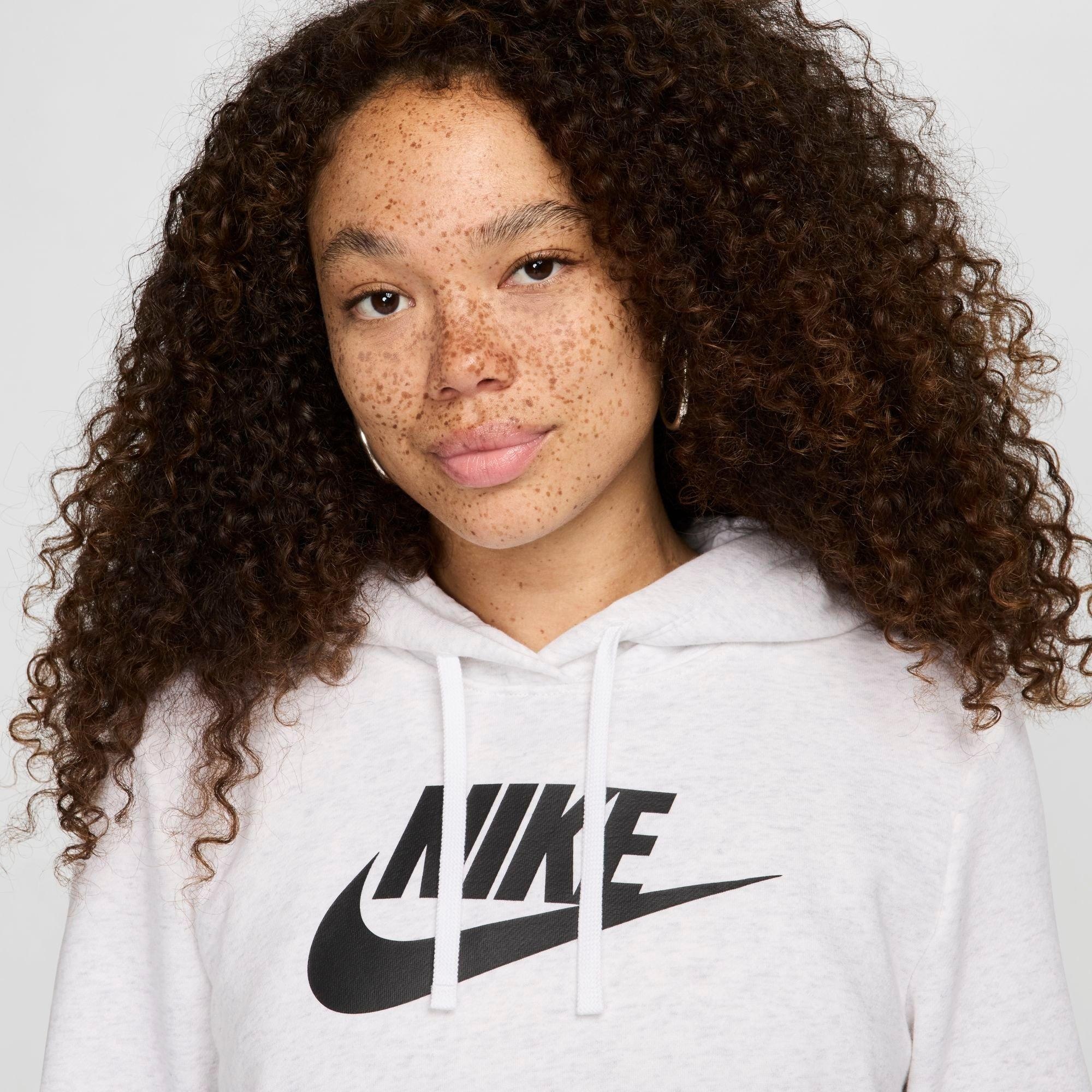 WOMEN'S NIKE SPORTSWEAR LOGO CLUB FLEECE PULLOVER HOODIE - 4